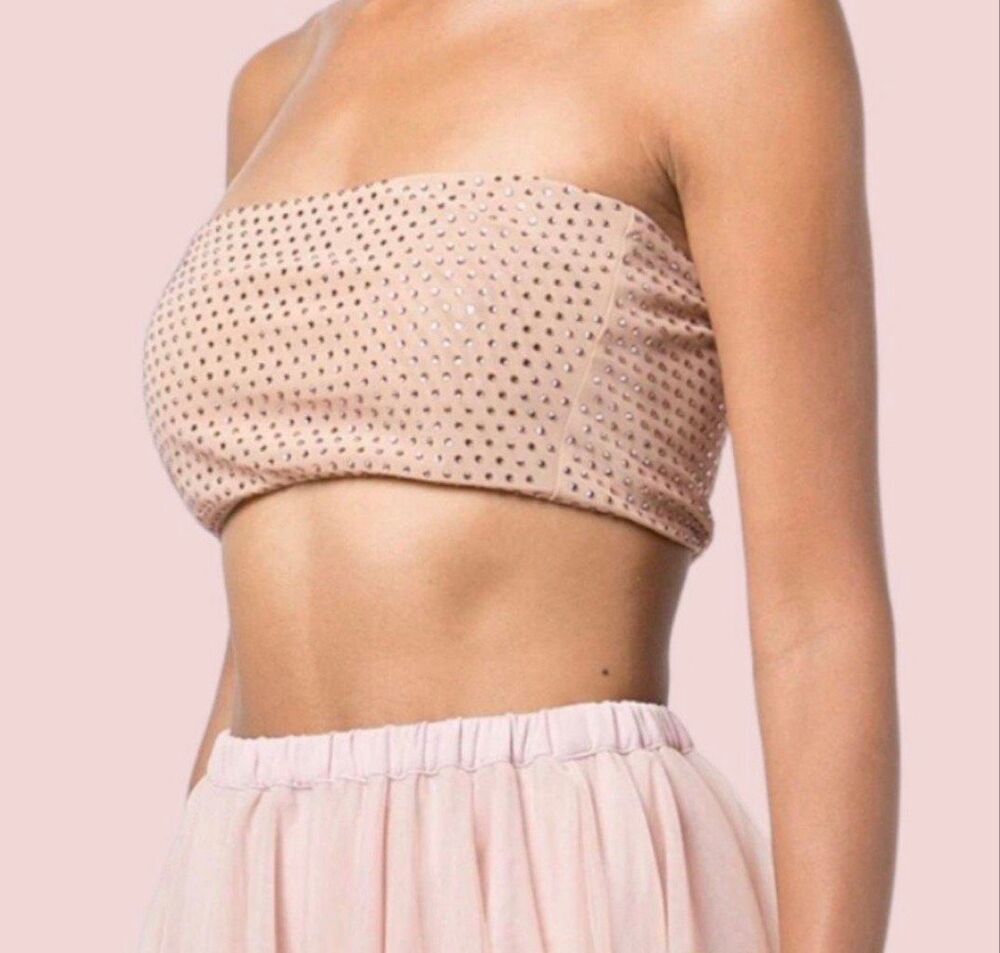 CYNTHIA ROWLEY GRADIENT ORGANZA FLOWER BANDEAU in PINK NWT Size X-Small